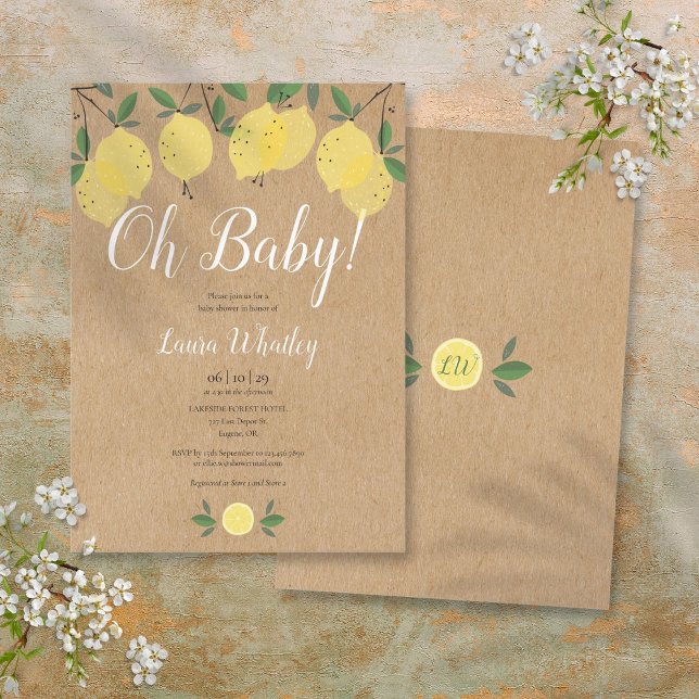 Invitation Oh Baby Rustic Boho Lemons Baby shower (Oh Baby Rustic Boho Lemons Baby Shower Invitation)