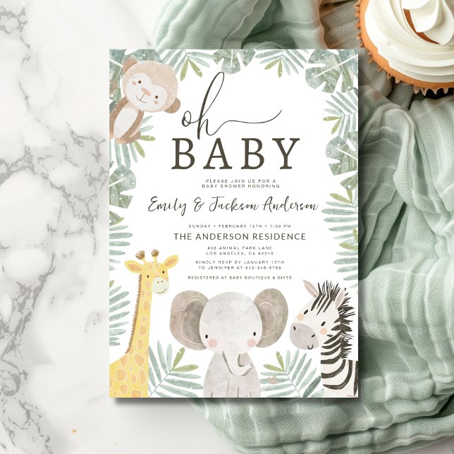 Invitation Oh Baby Safari Animal Boy's Couples Baby shower (Créateur téléchargé)