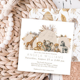 Invitation Oh Baby Safari Animaux Boho Baby shower