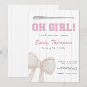 Invitation Oh Baby shower de baseball féminin