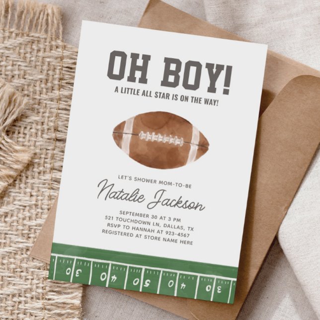 Invitation Oh Baby shower de football garçon (Créateur téléchargé)