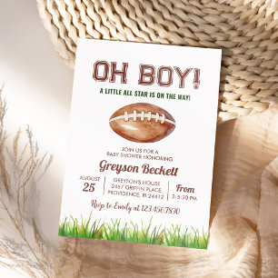 Invitation Oh Baby shower de football garçon