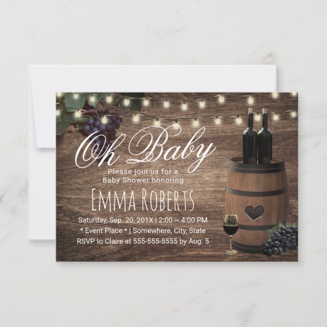 Invitation Oh Baby shower Russe Vin Barrel Pays (Devant)