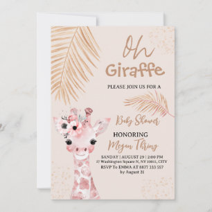 Invitation oh baby shower safari girafe