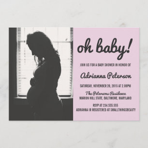 Invitation Oh Baby Simple Baby shower rose Photo Chevron