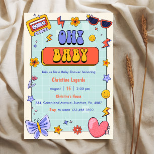 Invitation Oh! Baby Super Hippie Baby shower Party