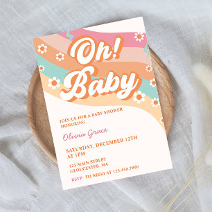 Invitation Oh! Baby Super Retro Daisy Baby shower Party