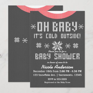Invitation OH BABY Sweater en tricot pour Baby Shower d'hiver