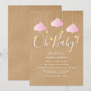 Invitation Oh Baby Twinkle Twinkle Baby shower rose rustique