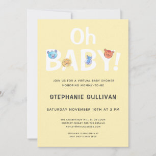 Invitation  Oh Baby Yellow Baby shower virtuel 
