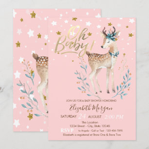 Invitation Oh Bébé Adorable Bébé Cerf Étoiles Baby Shower