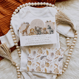 Invitation Oh Bébé Animaux de Safari Baby Shower Bohème