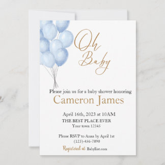 Invitation Oh Bébé- Baby shower Ballon