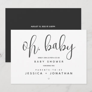 Invitation Oh, bébé Baby shower minimaliste moderne Co-ed