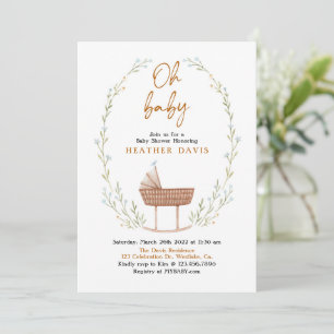Invitation Oh bébé, Baby shower, neutre pour le genre