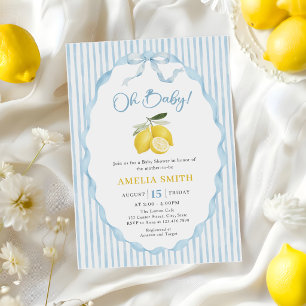 Invitation Oh Bébé Bleu Thème Citron Baby Shower