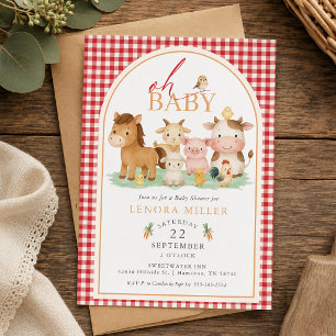 Invitation Oh Bébé ! Fête de naissance d'animaux de ferme à c