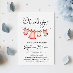 Invitation Oh bébé fille rose Baby Shower