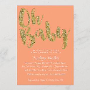 Invitation Oh Bébé Gold Parties scintillant et farce sur le B