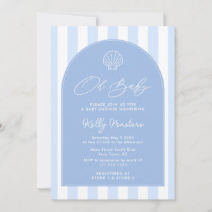 Invitation Oh Bébé Moderne Baby shower Côtier Bleu Et Blanc
