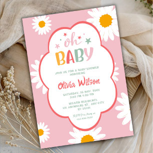Invitation Oh Bébé Rose Pâle Daisy Fête de Naissance Bébé Fil