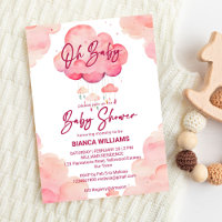 Oh bébé rose whimsical baby shower de nuage modèle