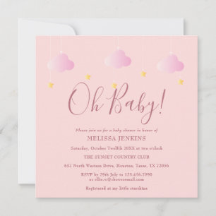 Invitation Oh Bébé Scintille Scintille Fête de Bébé Rose