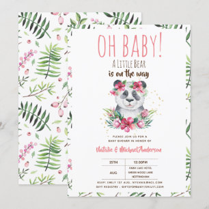 Invitation Oh Bébé Un Petit Ours Est Sur Le Chemin Panda Douc