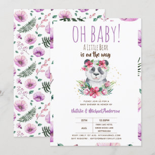 Invitation Oh Bébé Un Petit Ours Est Sur Le Chemin Panda Douc
