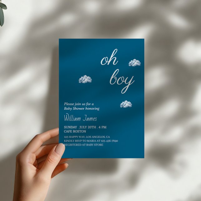 Invitation Oh Boy Baby shower - Design Cloud mignon (Créateur téléchargé)