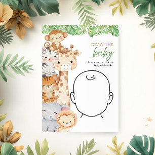 Invitation Oh Boy ! Baby Shower Safari Jeu Dessine le Bébé
