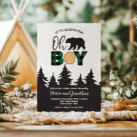 Oh Boy Bear Buffalo Plaid Baby shower