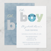 Oh Boy Blue Aquarelle Baby Shower Lange