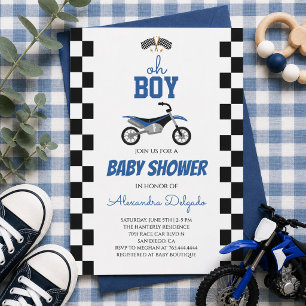 Invitation Oh Boy Blue Fête de Naissance Motocross