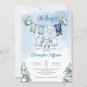 Invitation Oh Boy Boho Baby Vêtements Baby shower de ligne