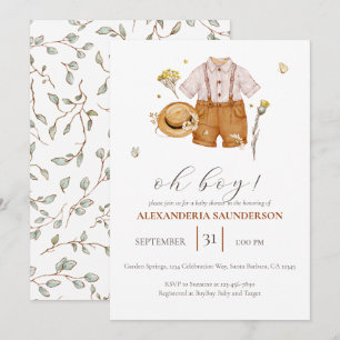 Invitation Oh Boy Boho Vêtements rustiques Baby shower de cam