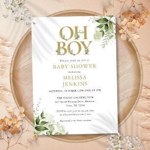 Invitation Oh Boy Botanical Greenery Baby shower Or
