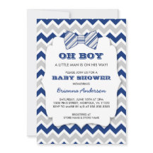 OH BOY Bow cravate baby shower / chevron gris mari