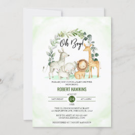 Invitation Oh Boy Cute Jungle Safari Animaux Baby shower