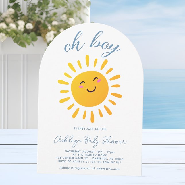Invitation Oh Boy Cute Sunshine Baby shower bleu (Créateur téléchargé)