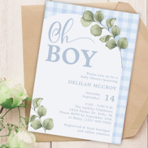 Oh Boy En vichy bleu et Baby shower verdoyant
