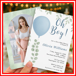 Invitation Oh Boy Eucalyptus Baby shower PHOTO de verdure