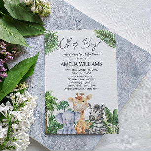 Invitation Oh Boy Jungle Safari Animaux Baby shower