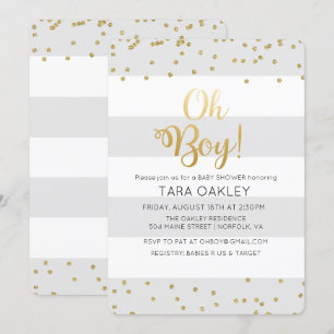 Invitation Oh Boy Parties scintillant Confetti Baby shower In