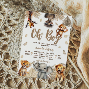 Invitation Oh Boy Safari Animaux Boho Baby shower