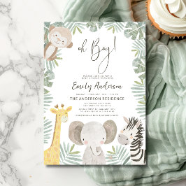 Invitation Oh Boy Safari Baby shower animal garçon