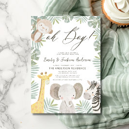 Invitation Oh Boy Safari Baby shower animal garçon