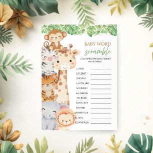 Invitation Oh Boy! Safari Baby Shower Jeu de Mots Mêlés