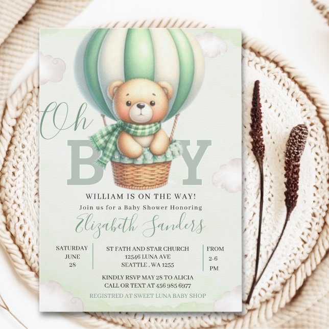 Invitation Oh Boy,  Teddy Bear Baby Shower Boy (Créateur téléchargé)
