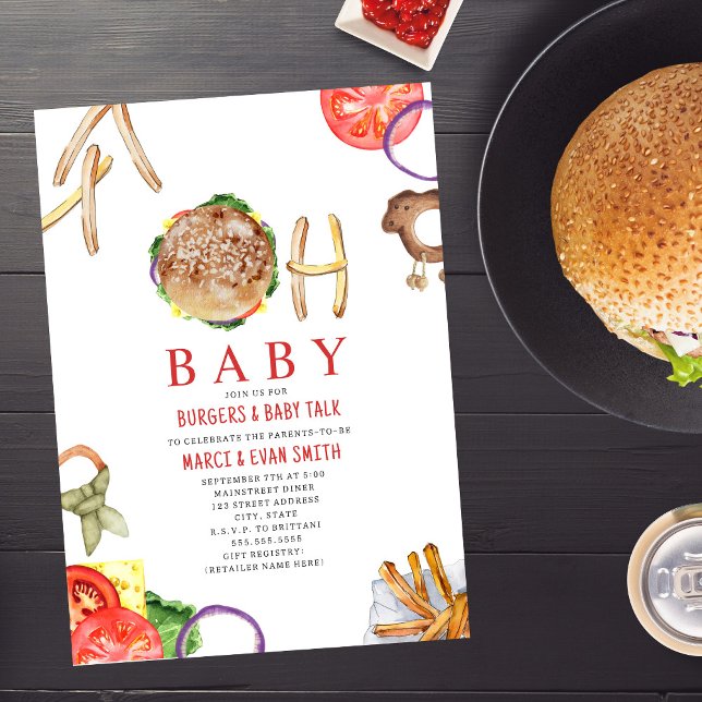 Invitation OH Burgers pour bébés et Baby shower de discussion (Créateur téléchargé)